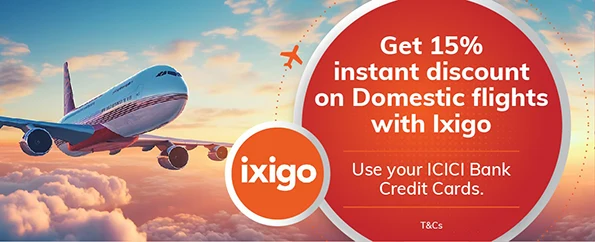 Get 15% discount on booking flights at Ixigo.