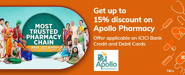 Get up to 15% discount at Apollo Pharmacy.